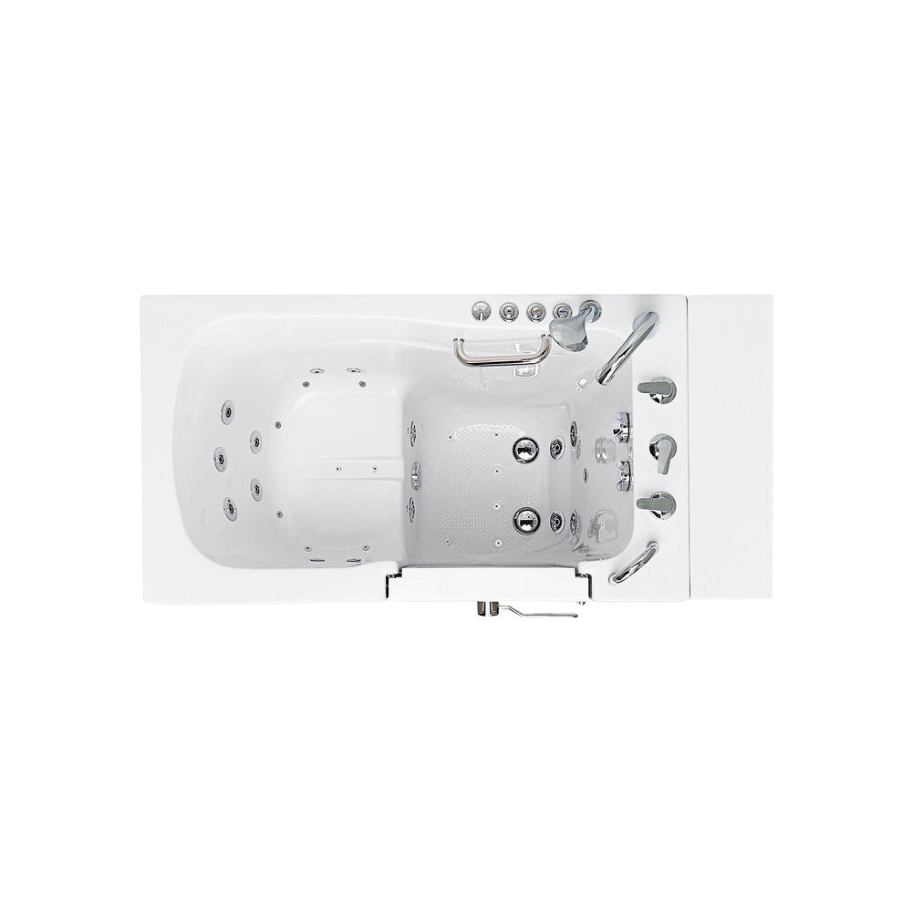 Baignoire à remous et à accès direct à l'air à double drain Monaco de 4 pi 4 po en blanc avec robinet à remplissage rapide