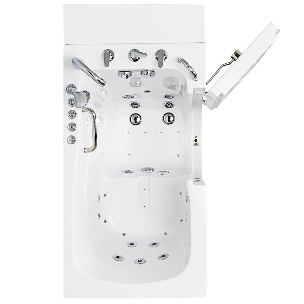 Baignoire à remous et à accès direct à l'air à double drain Monaco de 4 pi 4 po en blanc avec robinet à remplissage rapide