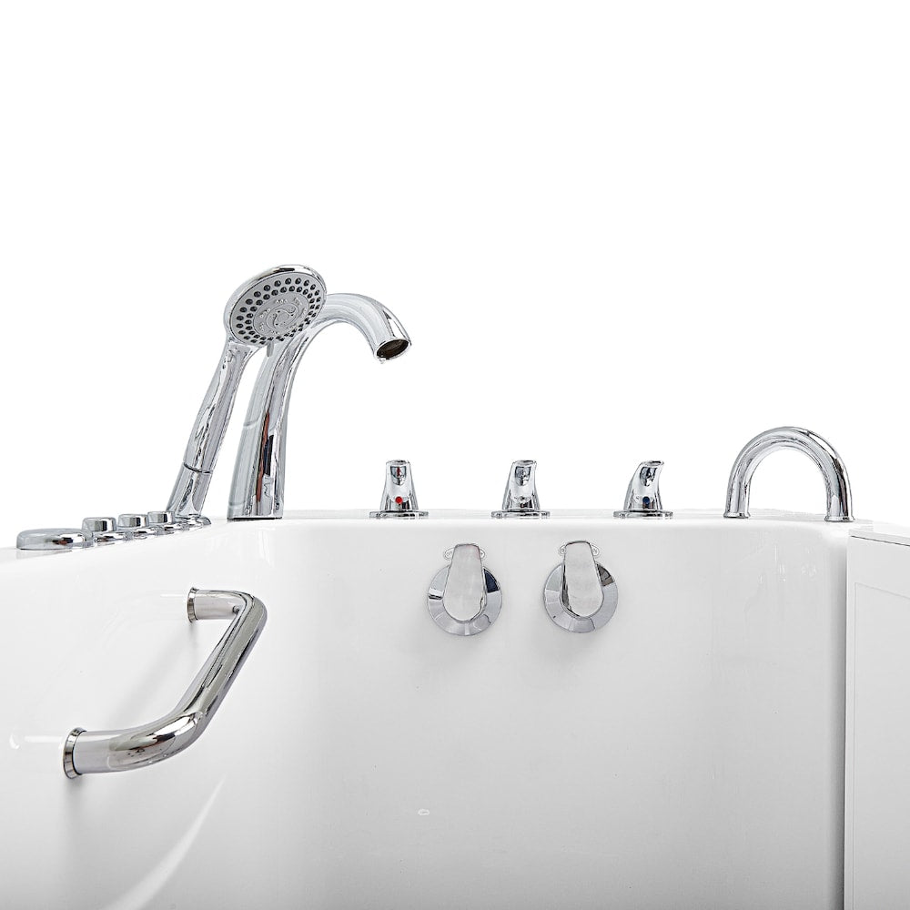 Baignoire à remous et à accès direct à l'air à double drain Monaco de 4 pi 4 po en blanc avec robinet à remplissage rapide