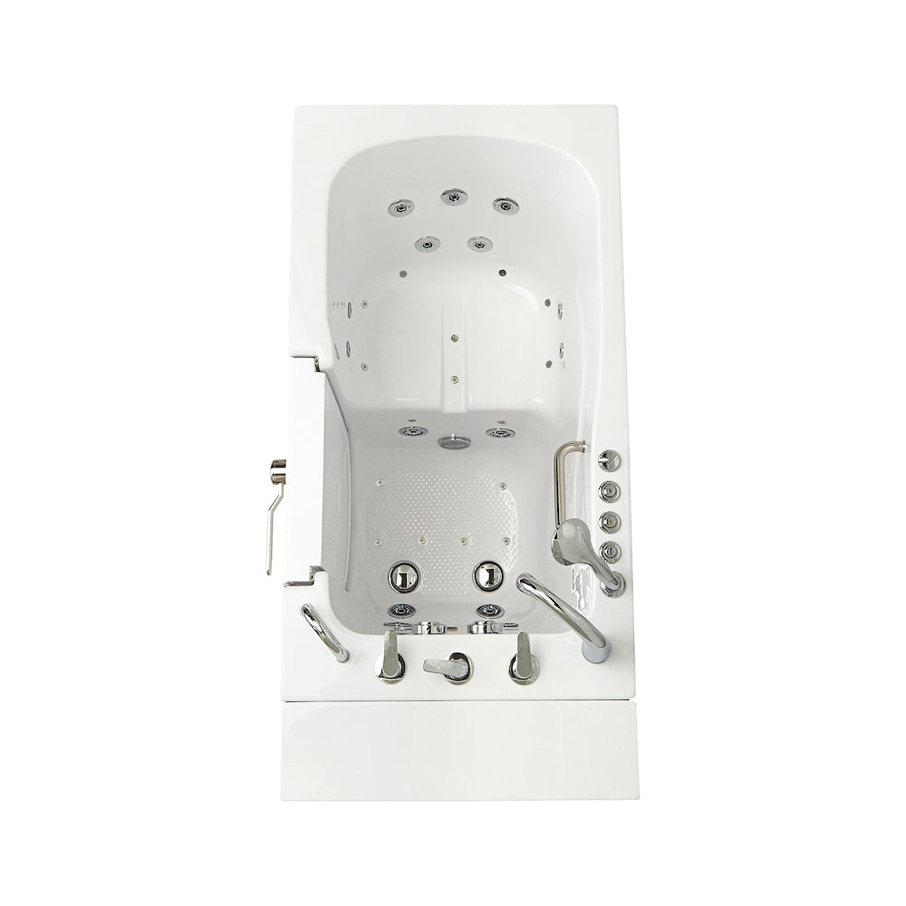 Baignoire à remous et à accès direct à l'air à double drain Monaco de 4 pi 4 po en blanc avec robinet à remplissage rapide