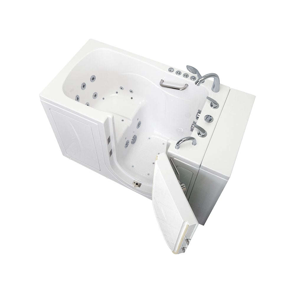 Baignoire à remous et à accès direct à l'air à double drain Monaco de 4 pi 4 po en blanc avec robinet à remplissage rapide