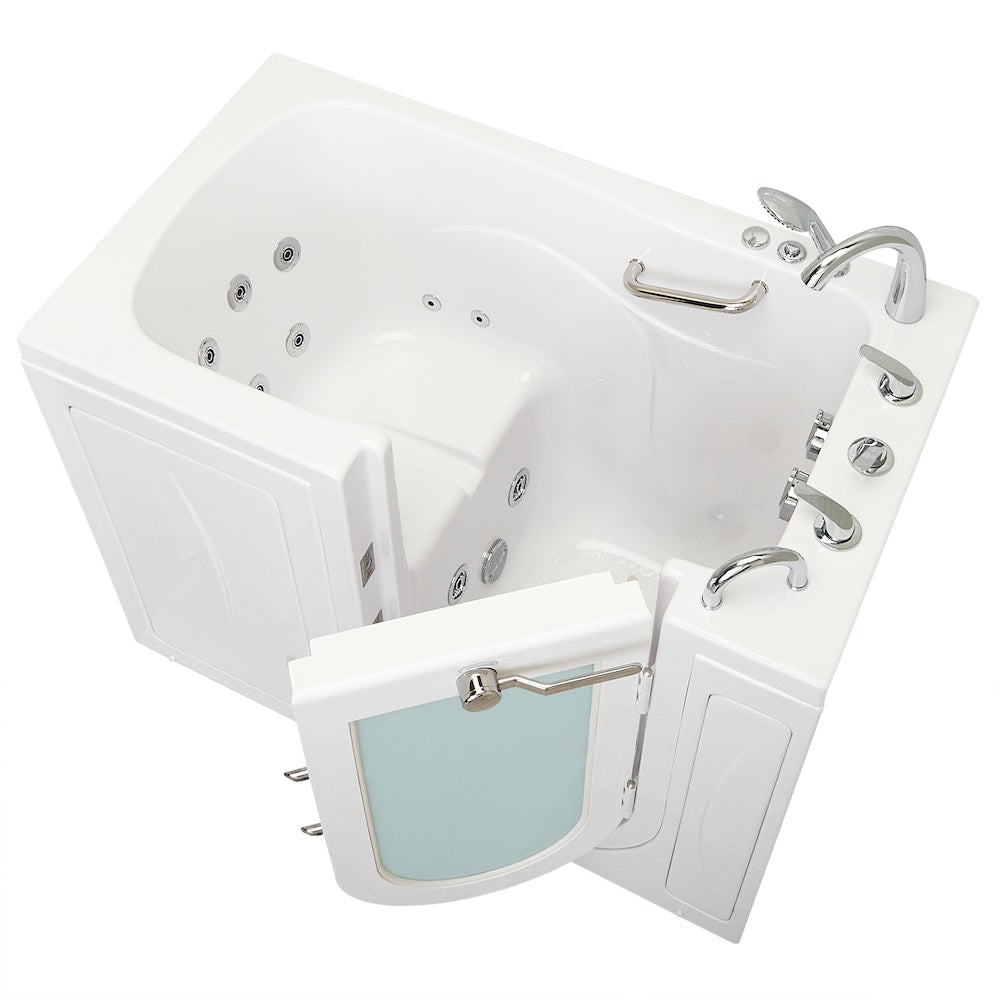 Baignoire balnéo à accès direct à droite de 4 pi 4 po Monaco en blanc avec robinet à remplissage rapide