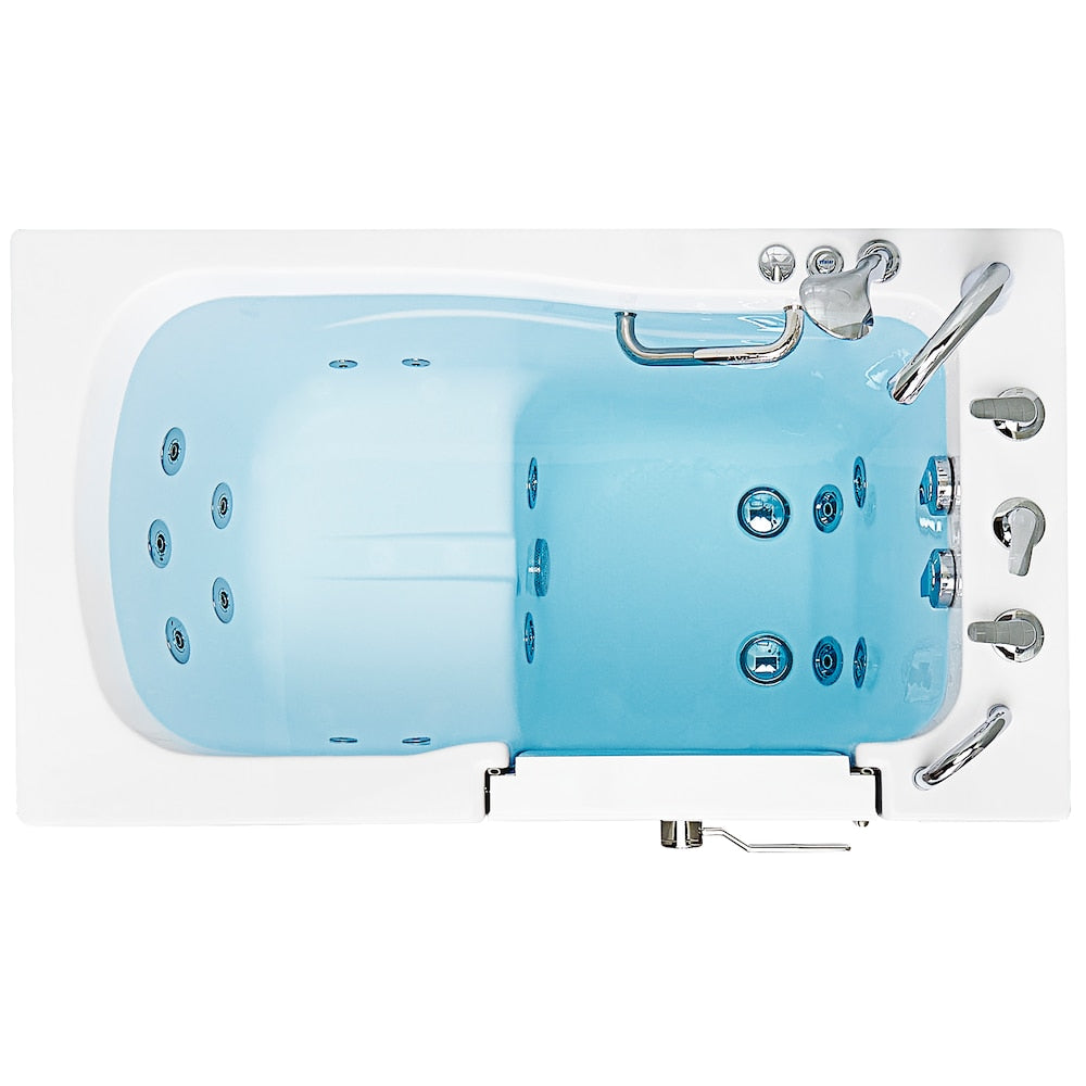 Baignoire balnéo à accès direct à droite de 4 pi 4 po Monaco en blanc avec robinet à remplissage rapide