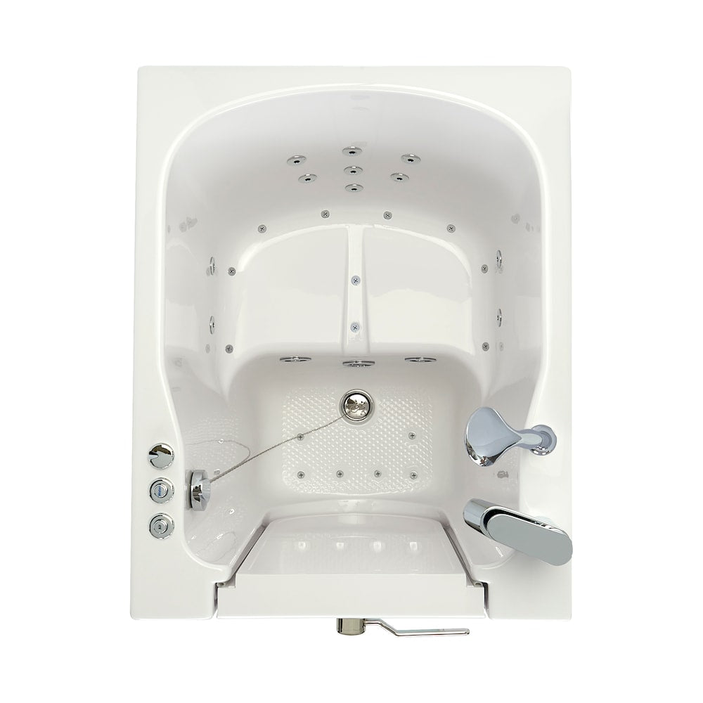 Baignoire à l'italienne à remous et à air de 3 pi 4 po en blanc avec robinet à remplissage rapide, porte droite