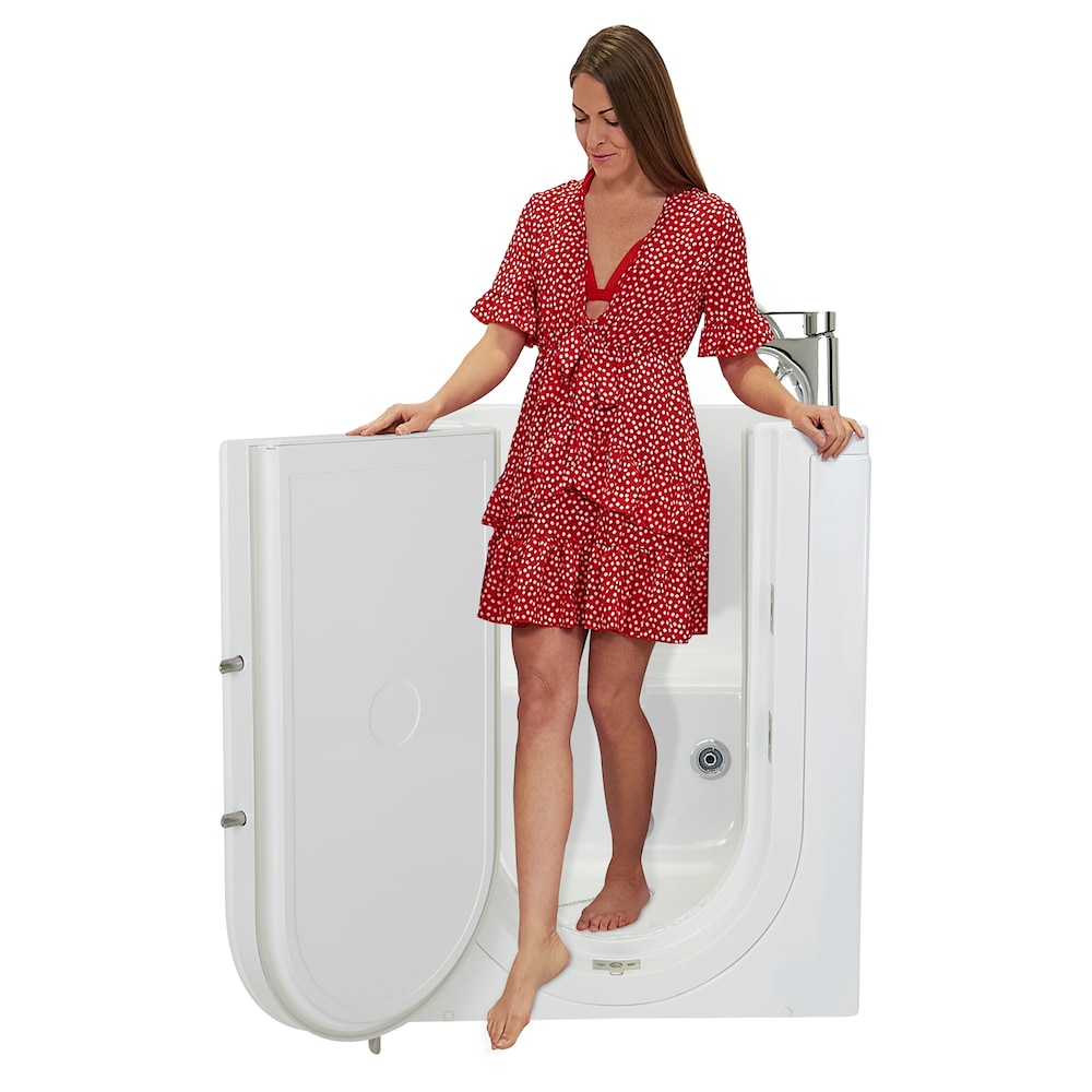Baignoire à remous avant de 3 pi 4 po en blanc avec robinet à remplissage rapide, porte à gauche