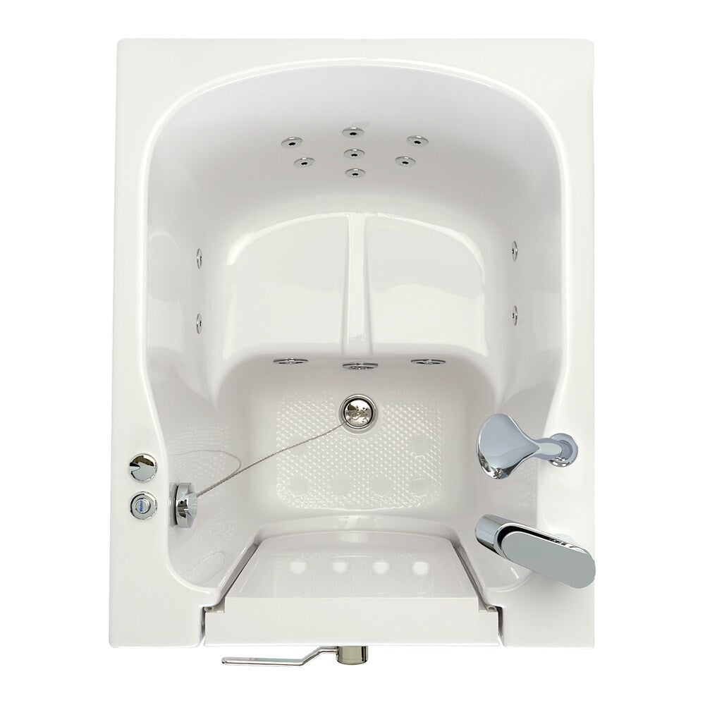 Baignoire à remous avant de 3 pi 4 po en blanc avec robinet à remplissage rapide, porte à gauche