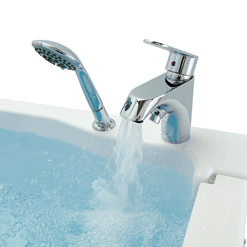 Baignoire à remous avant de 3 pi 4 po en blanc avec robinet à remplissage rapide, porte à gauche