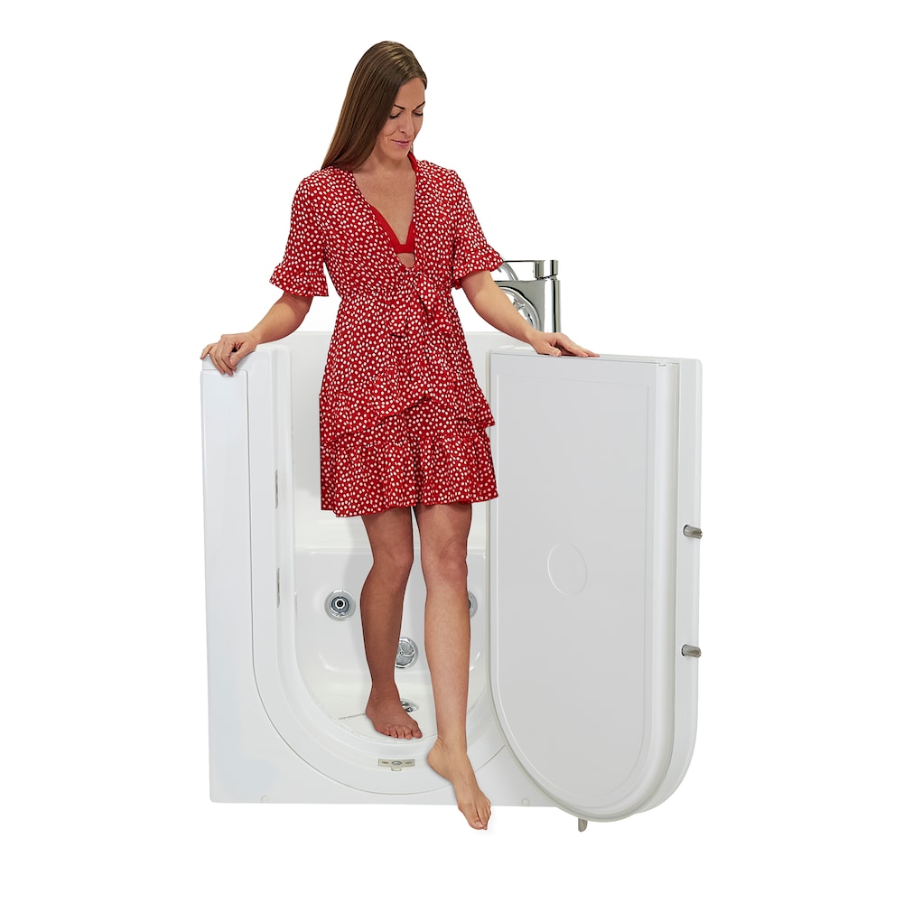 Baignoire à remous avant de 3 pi 4 po en blanc avec robinet à remplissage rapide, porte droite