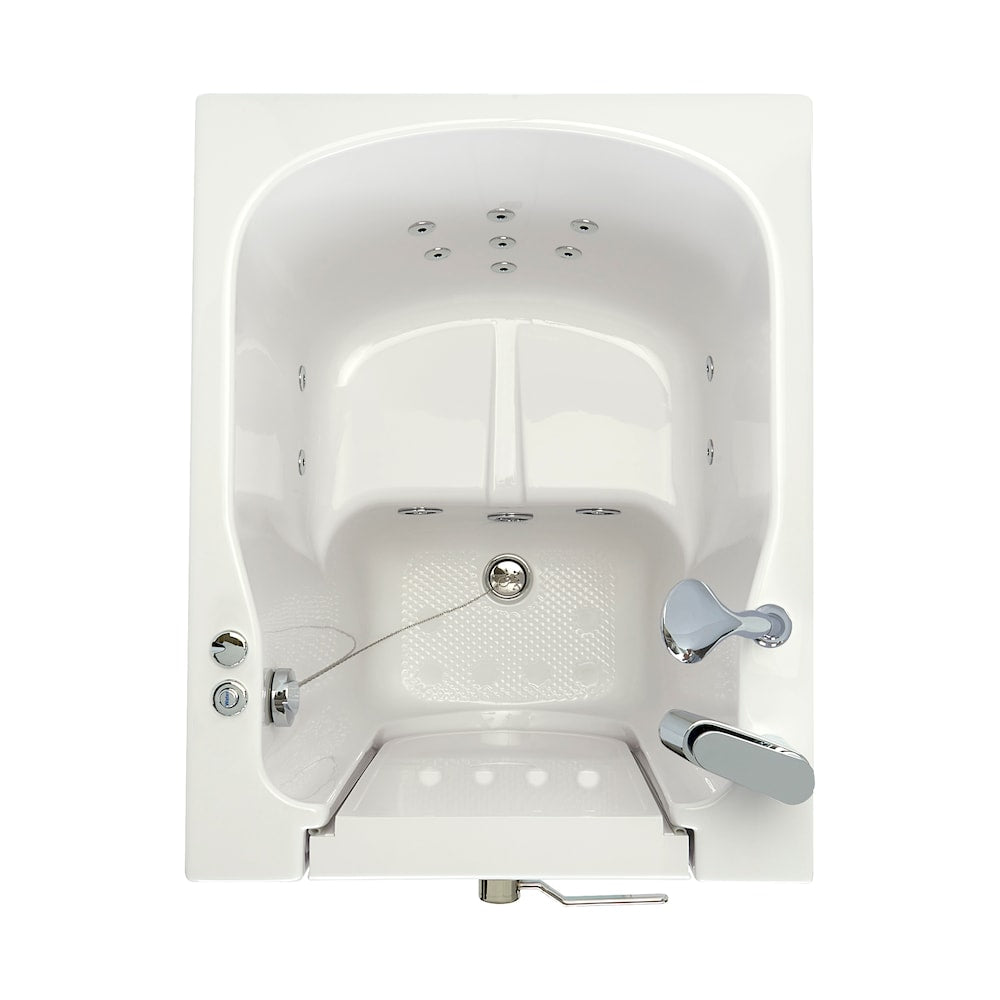 Baignoire à remous avant de 3 pi 4 po en blanc avec robinet à remplissage rapide, porte droite