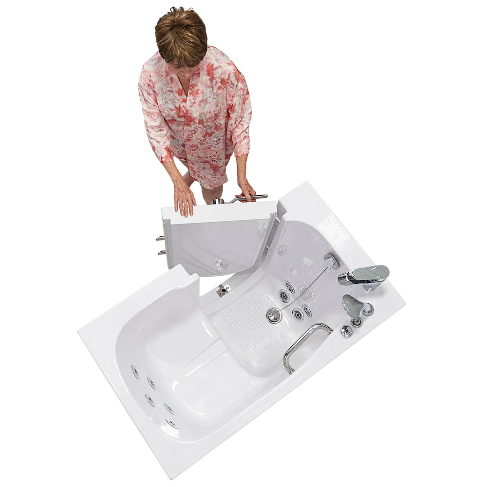 Baignoire balnéo mobile de 3 pi 9 po avec drain à gauche et robinet à remplissage rapide en blanc