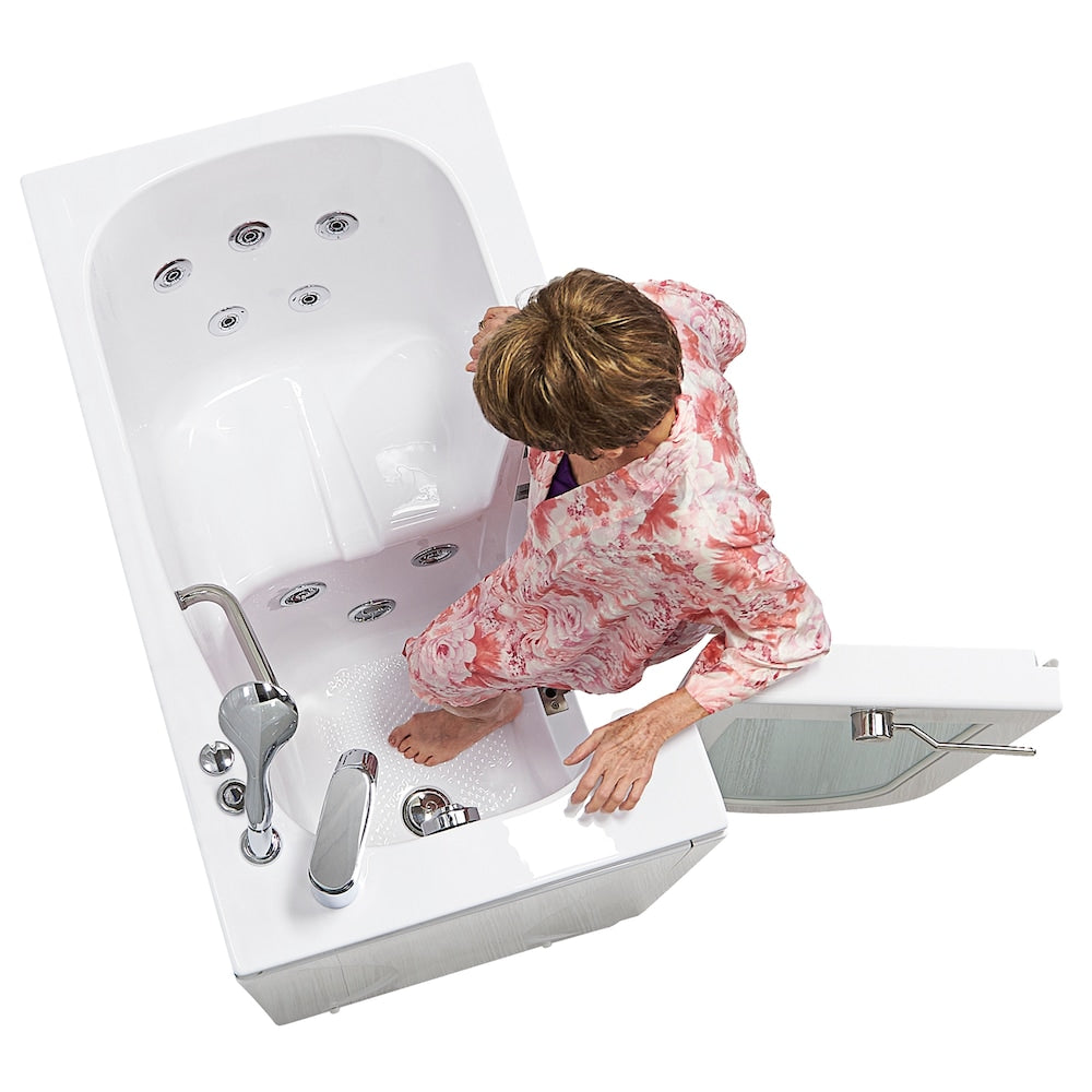 Baignoire balnéo mobile de 3 pi 9 po avec drain à gauche et robinet à remplissage rapide en blanc
