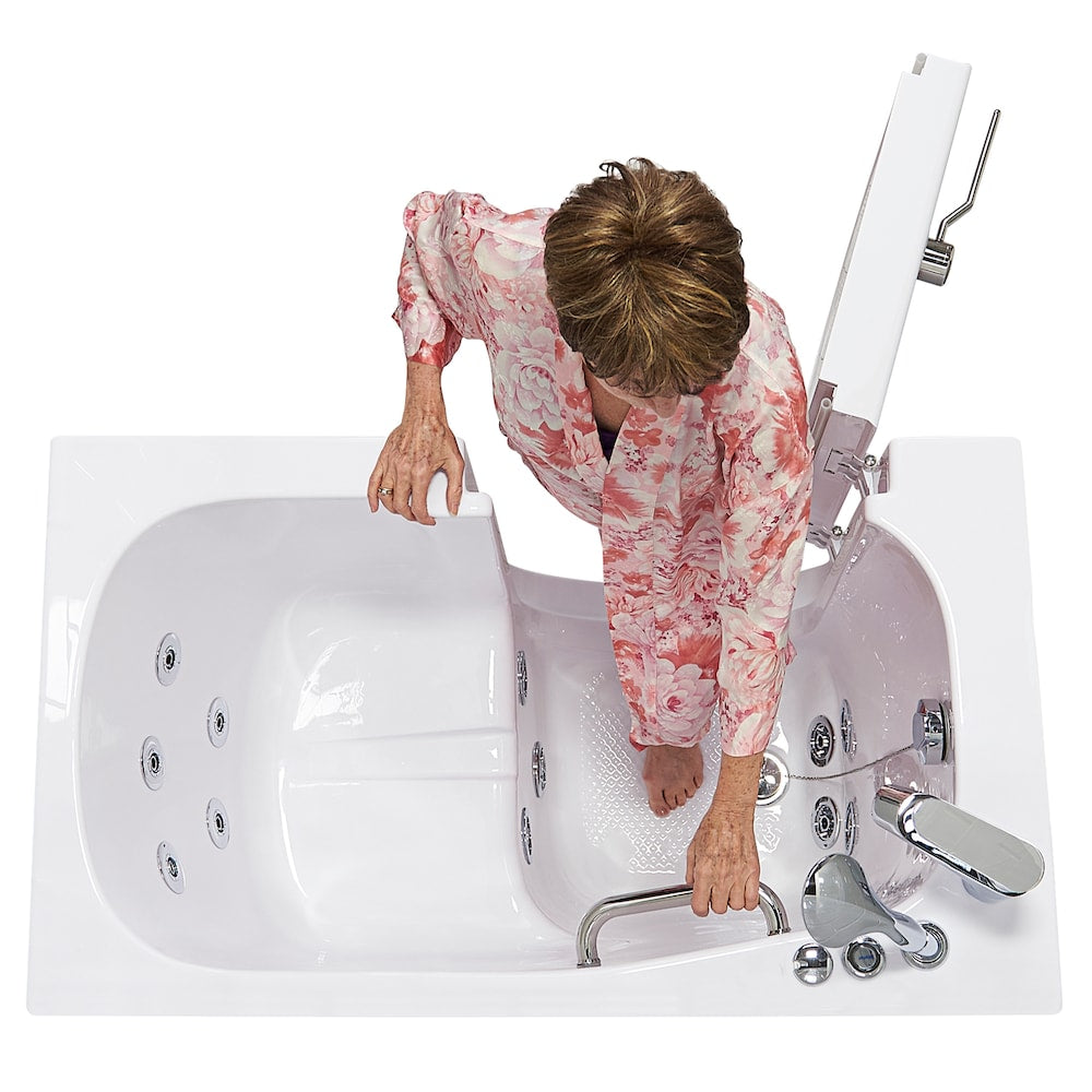 Baignoire balnéo mobile de 3 pi 9 po avec drain à gauche et robinet à remplissage rapide en blanc