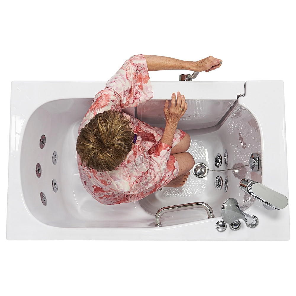 Baignoire balnéo mobile de 3 pi 9 po avec drain à gauche et robinet à remplissage rapide en blanc