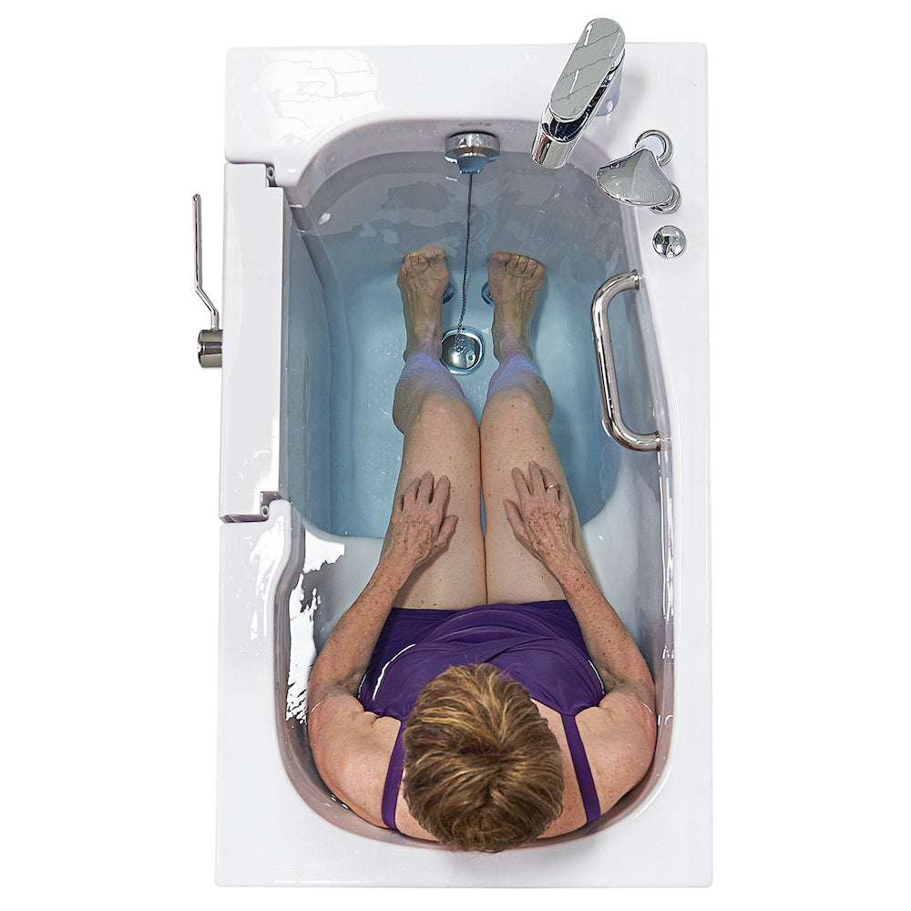 Baignoire balnéo mobile de 3 pi 9 po avec drain à gauche et robinet à remplissage rapide en blanc