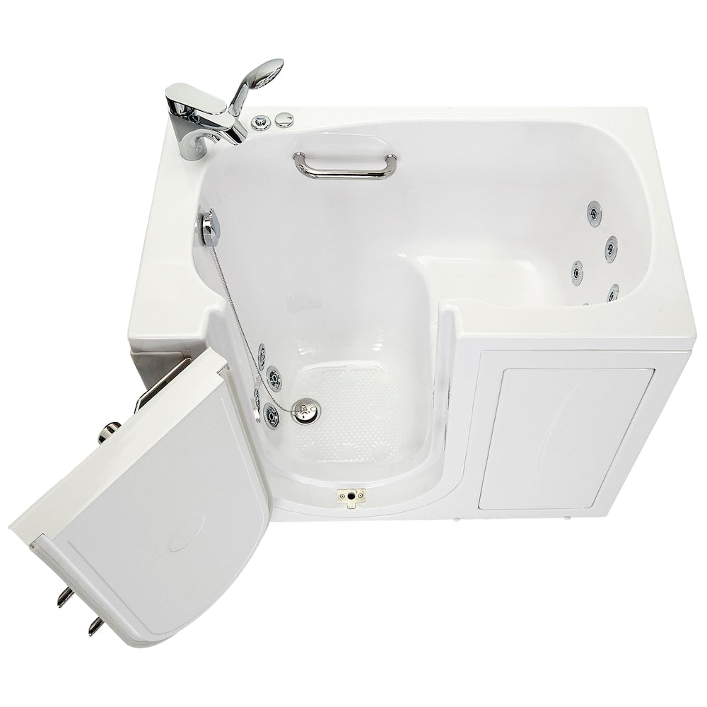 Baignoire balnéo mobile de 3 pi 9 po avec drain à gauche et robinet à remplissage rapide en blanc