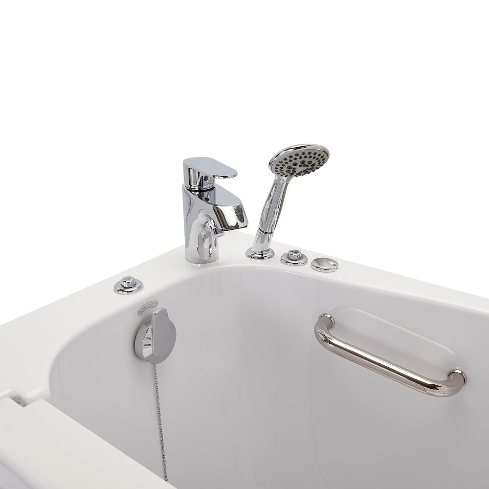Baignoire balnéo mobile de 3 pi 9 po avec drain à gauche et robinet à remplissage rapide en blanc