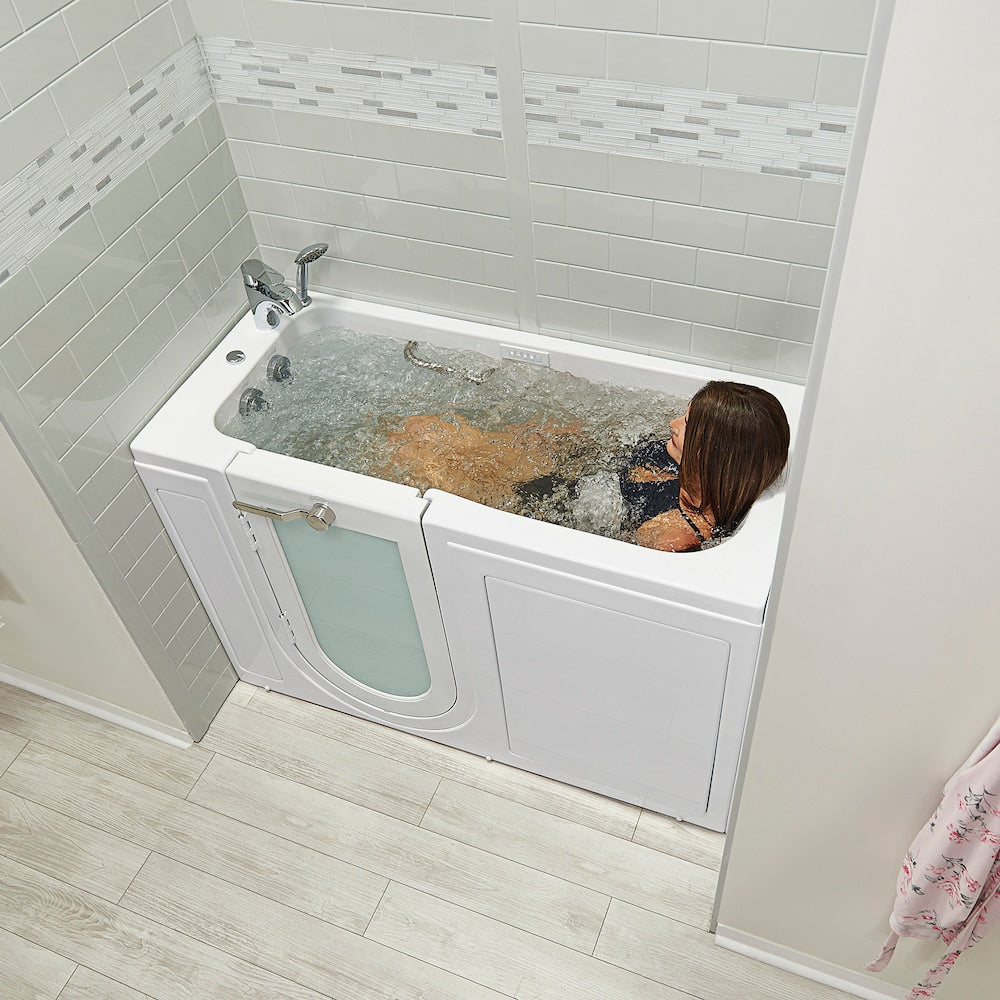 Baignoire à remous et à accès direct à l'air Lounger de 5 pi à double drain, blanche, avec robinet à remplissage rapide