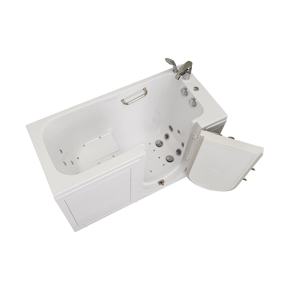 Lounger 5 ft. Right Dual Drain Whirlpool and Air Walk-in Bathtub in White with Fast Fill Faucet
