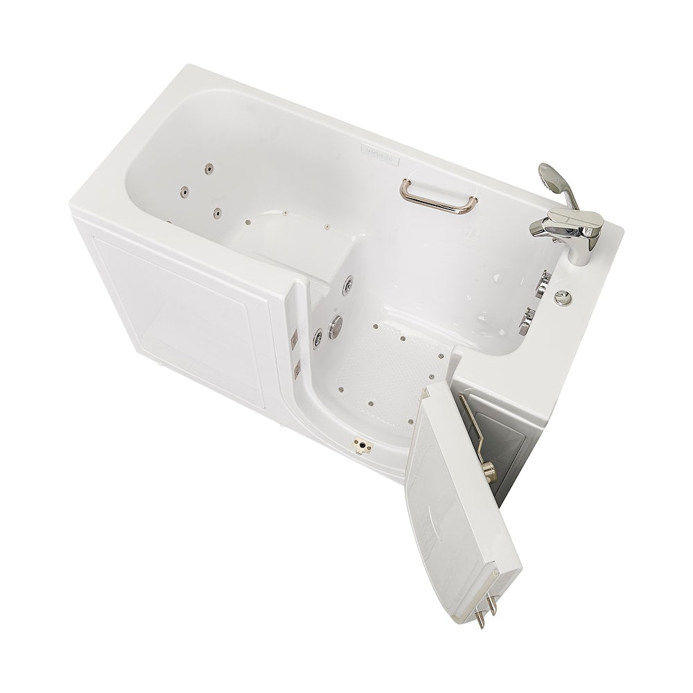 Lounger 5 ft. Right Dual Drain Whirlpool and Air Walk-in Bathtub in White with Fast Fill Faucet