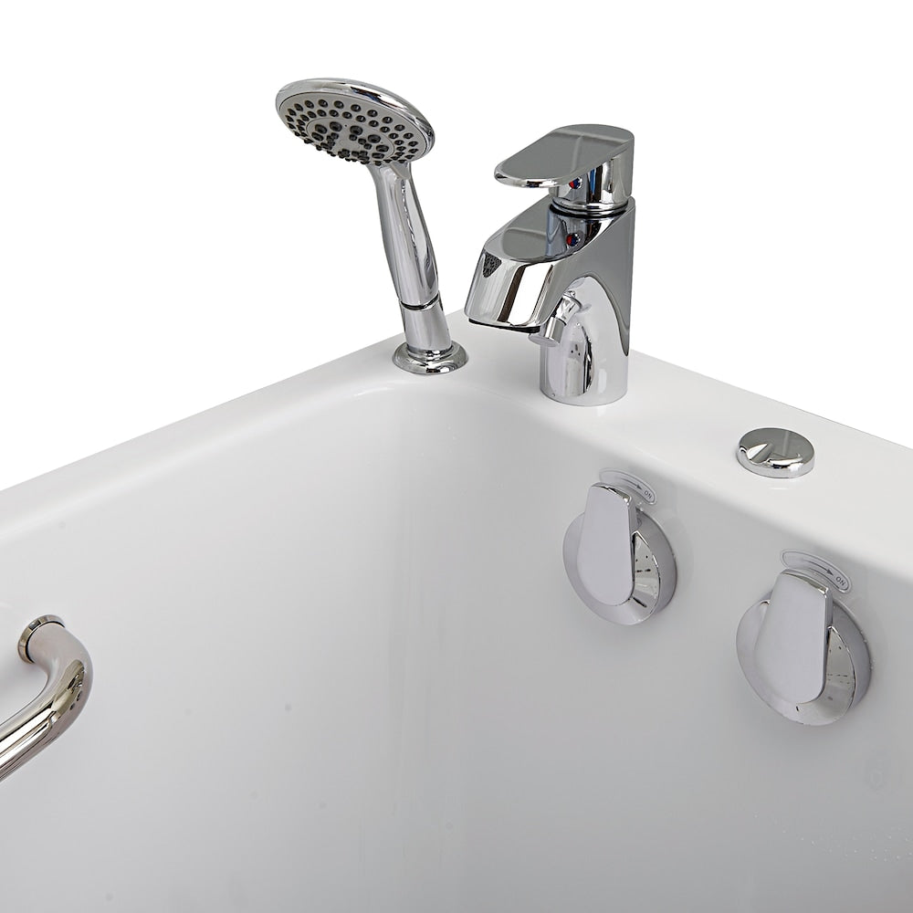 Lounger 5 ft. Right Dual Drain Whirlpool and Air Walk-in Bathtub in White with Fast Fill Faucet