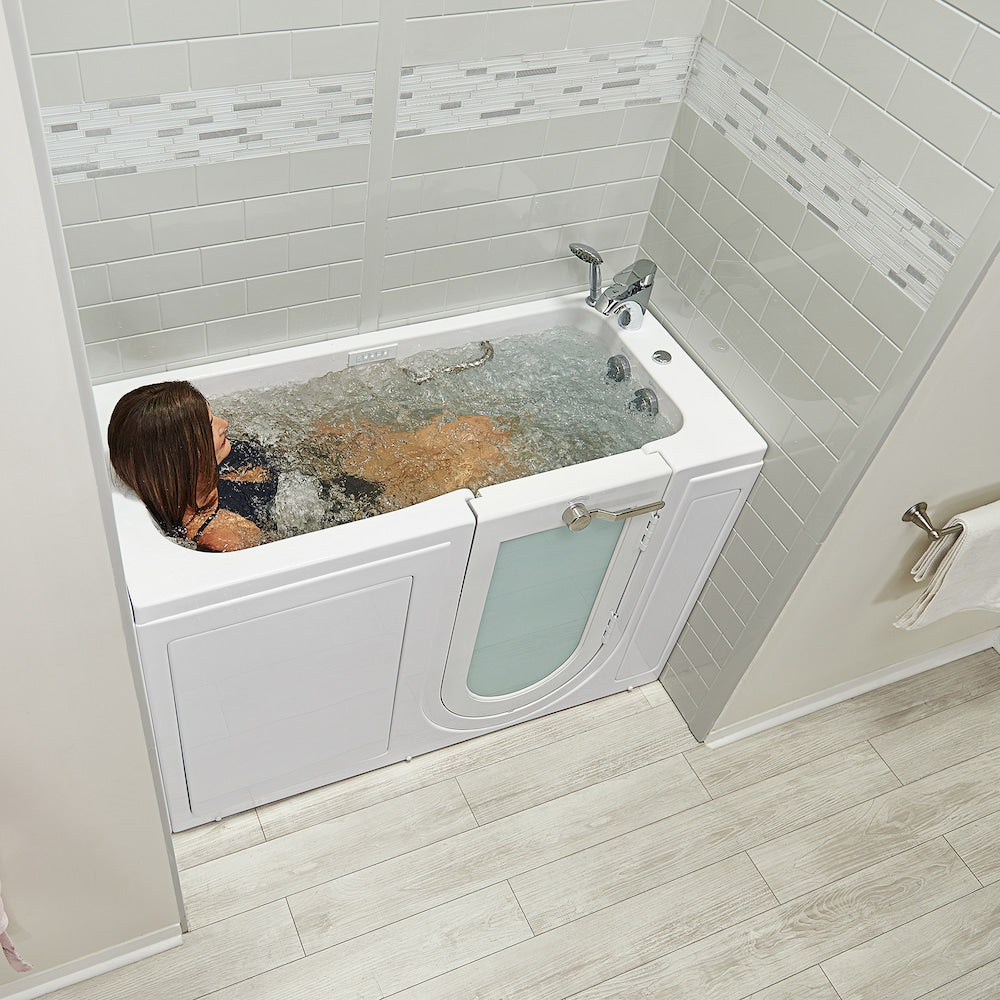 Lounger 5 ft. Right Dual Drain Whirlpool and Air Walk-in Bathtub in White with Fast Fill Faucet