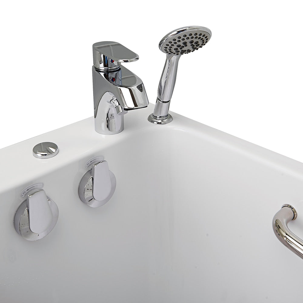 Baignoire balnéo à accès direct à double drain Lounger de 5 pi en blanc avec robinet à remplissage rapide