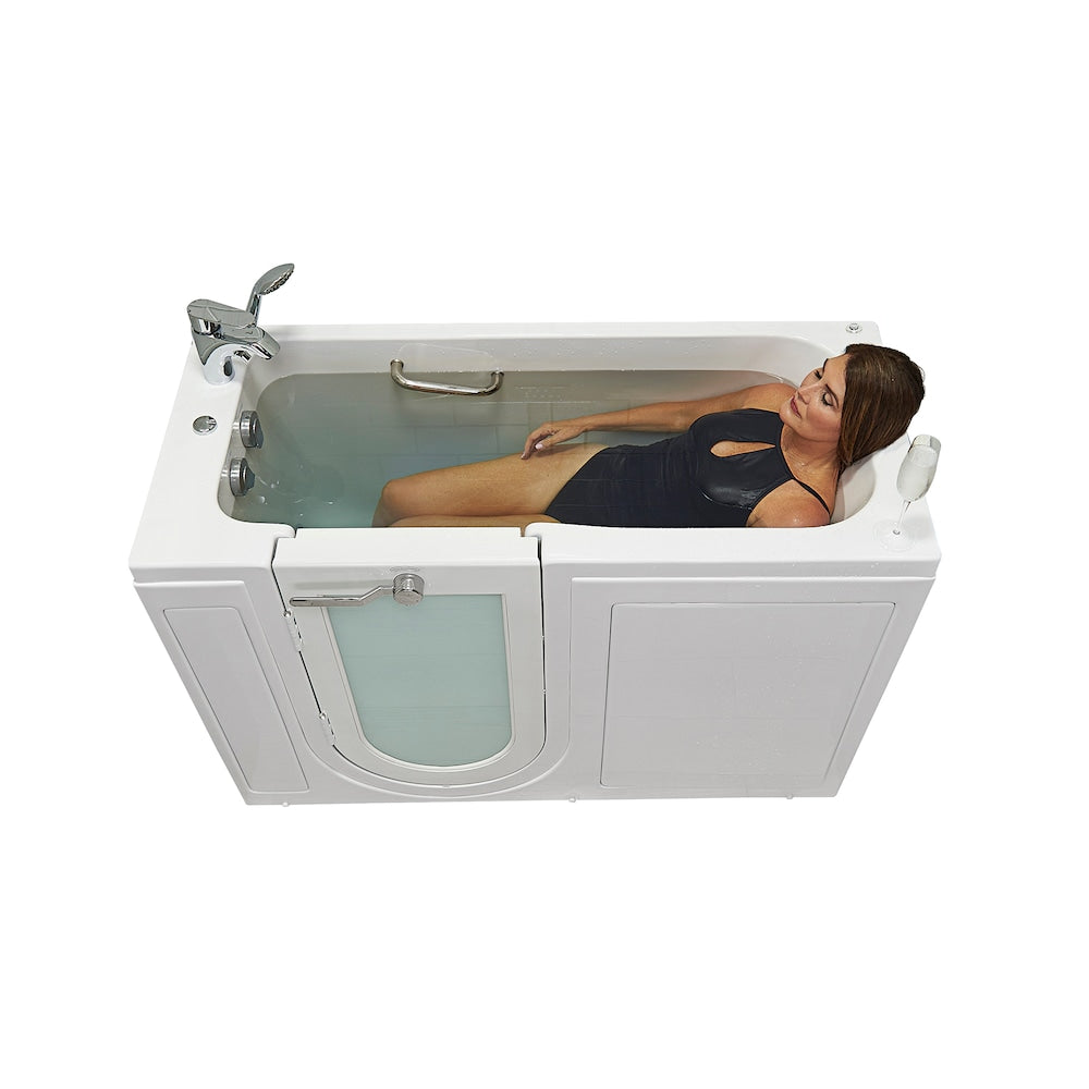 Baignoire balnéo à accès direct à double drain Lounger de 5 pi en blanc avec robinet à remplissage rapide
