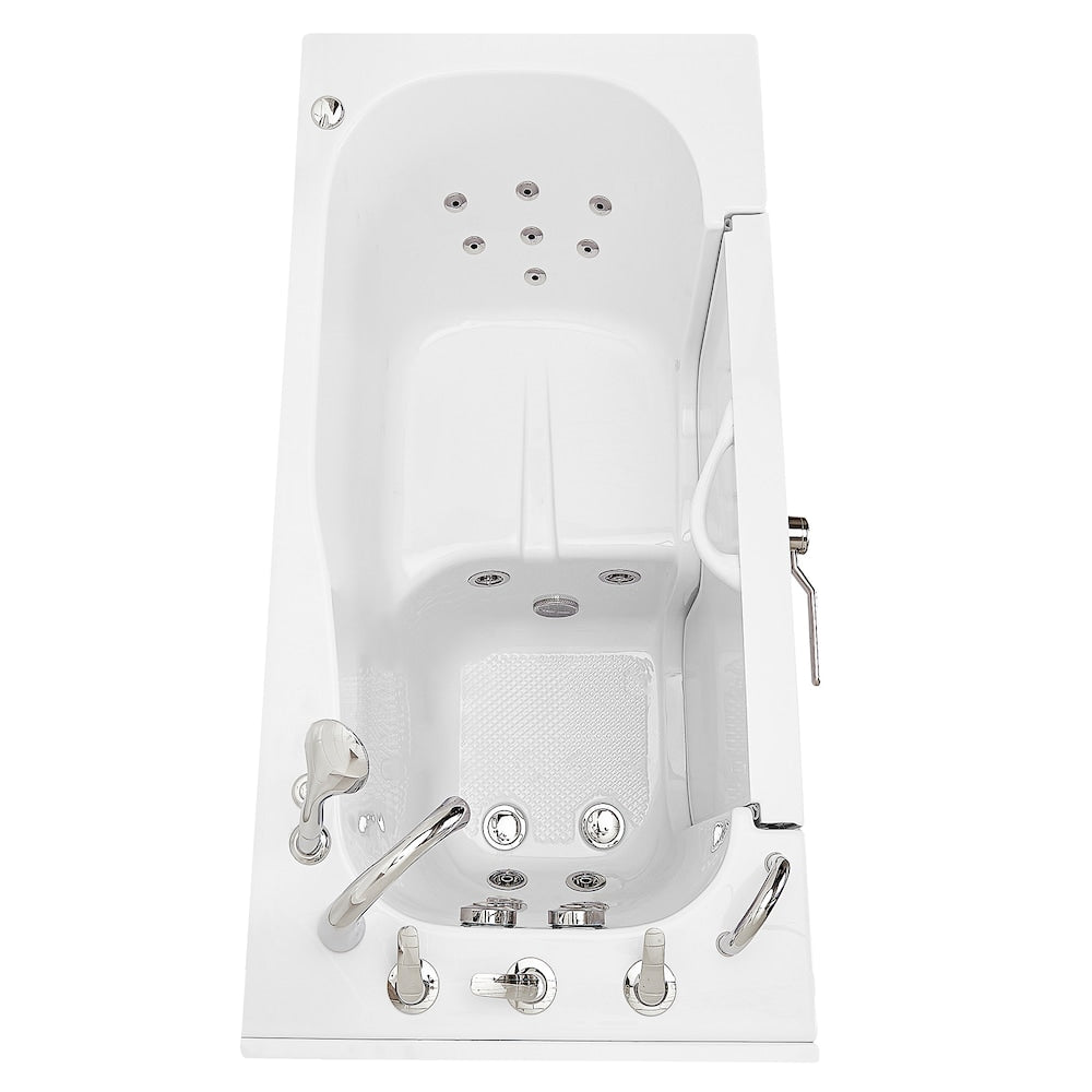 Baignoire balnéo à accès facile de 32 pi 4 po avec drain à gauche et robinet à remplissage rapide, blanche