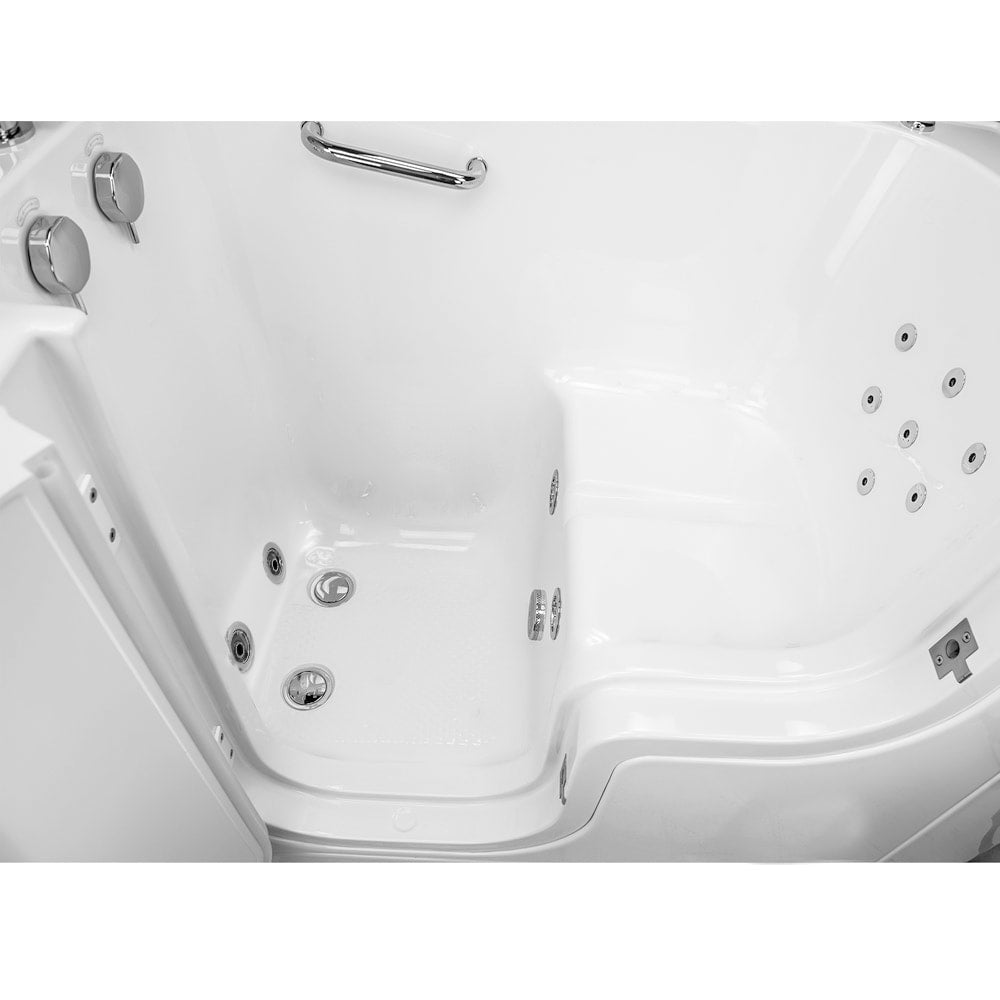 Baignoire balnéo à accès facile de 32 pi 4 po avec drain à gauche et robinet à remplissage rapide, blanche