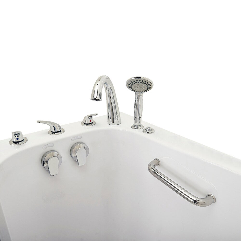 Baignoire balnéo à accès facile de 32 pi 4 po avec drain à gauche et robinet à remplissage rapide, blanche