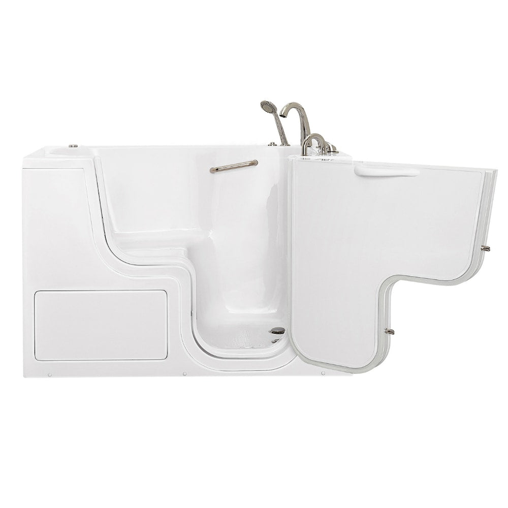 Baignoire balnéo à accès facile de 32 pi 4 po avec drain à droite et robinet à remplissage rapide, blanche
