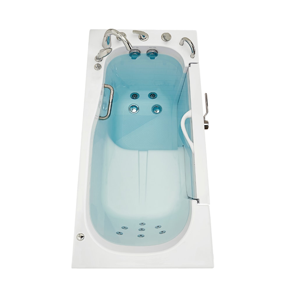 Baignoire balnéo à accès facile de 32 pi 4 po avec drain à droite et robinet à remplissage rapide, blanche