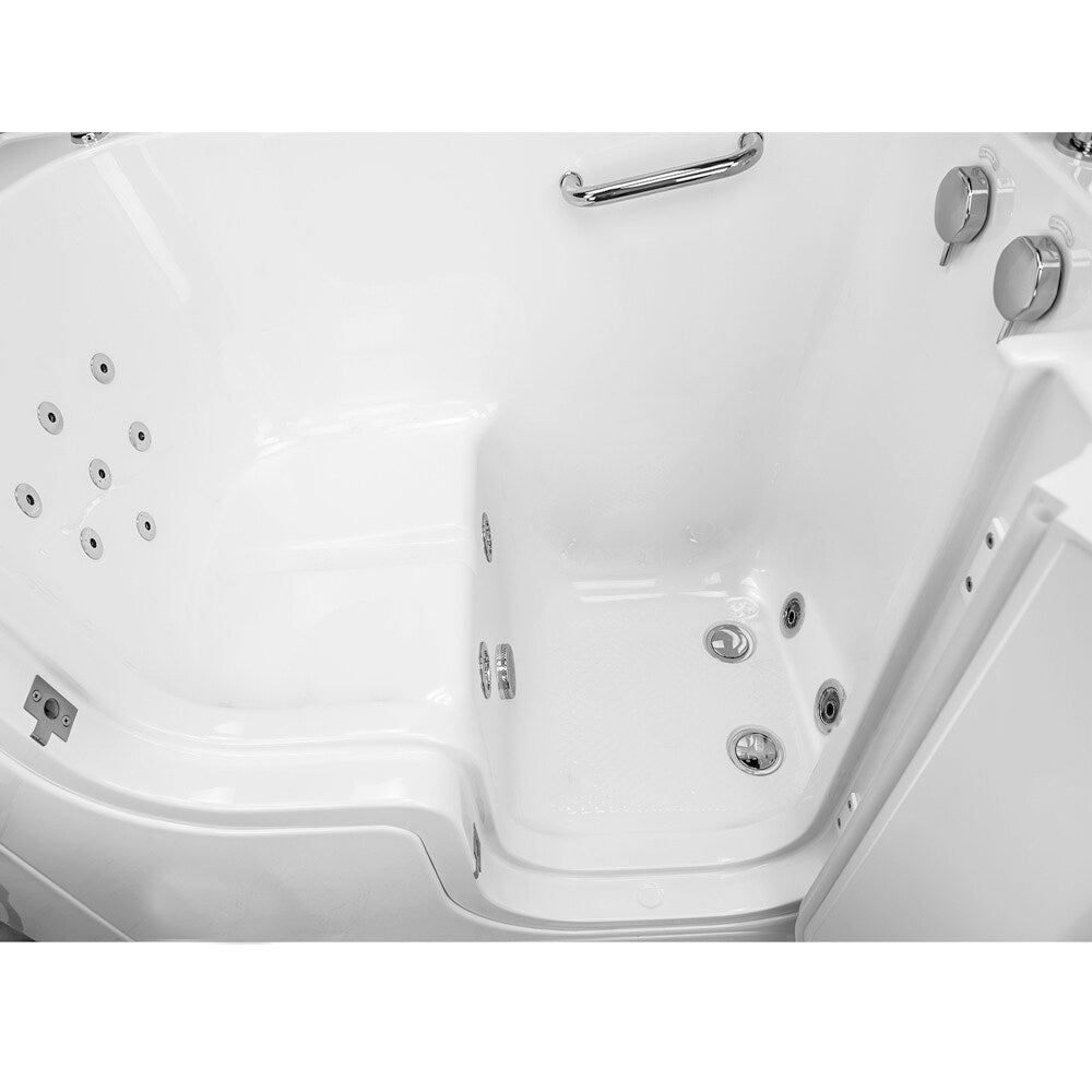 Baignoire balnéo à accès facile de 32 pi 4 po avec drain à droite et robinet à remplissage rapide, blanche