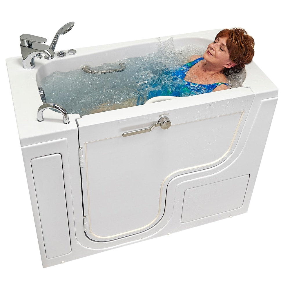 Baignoire balnéo à accès facile de 26 pi 4 po avec drain à gauche et robinet à remplissage rapide en blanc
