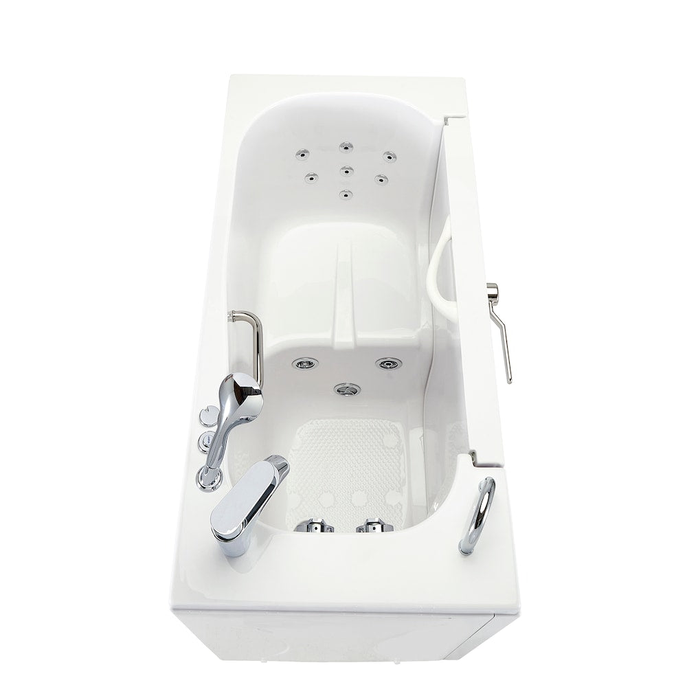 Baignoire balnéo à accès facile de 26 pi 4 po avec drain à gauche et robinet à remplissage rapide en blanc