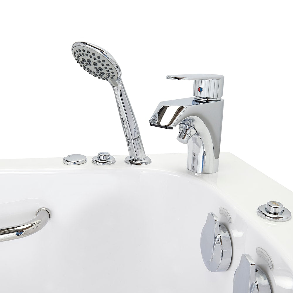 Baignoire balnéo à accès facile de 26 pi 4 po avec drain à gauche et robinet à remplissage rapide en blanc