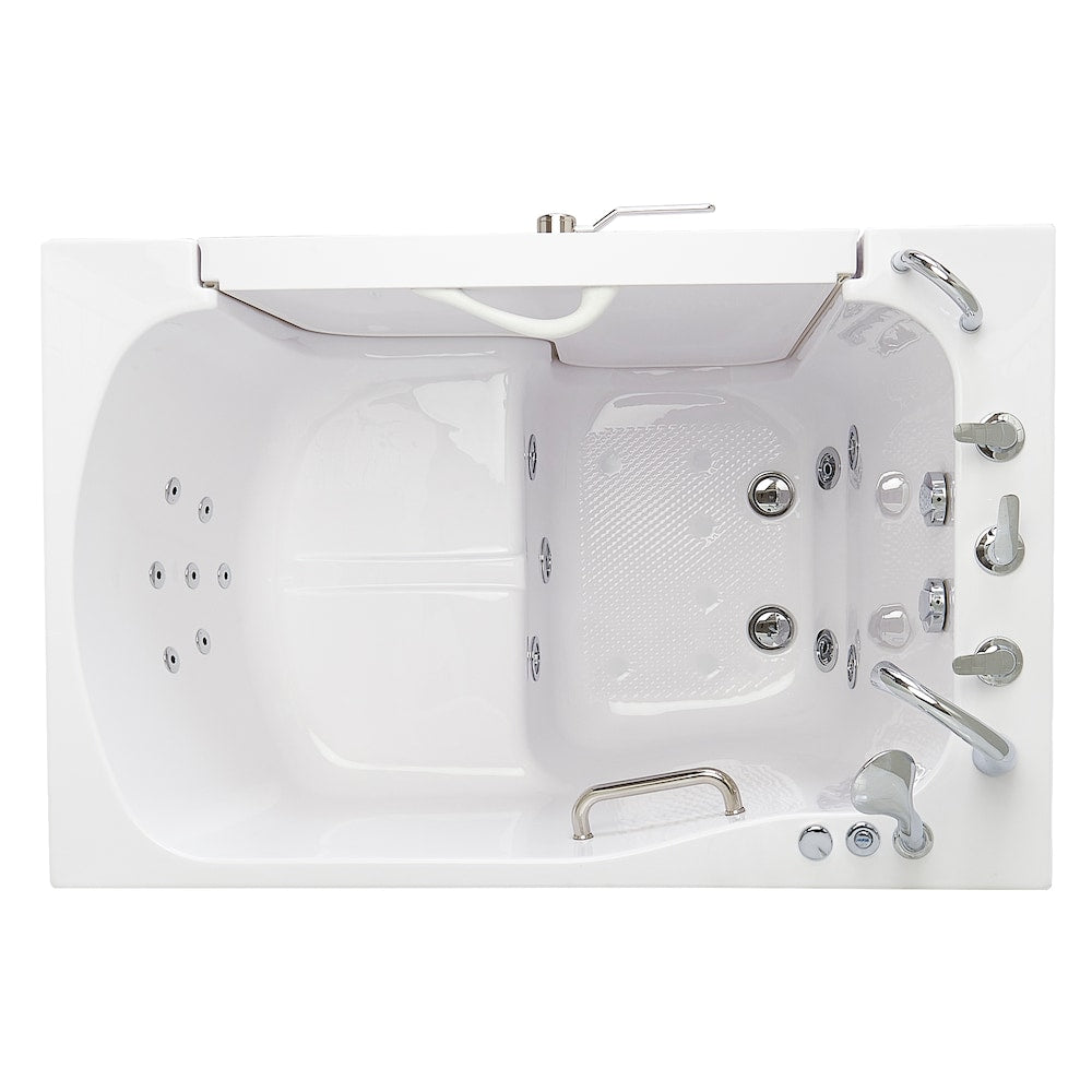 Baignoire balnéo à accès facile XXXL de 4 pi 7 po avec drain à gauche et robinet à remplissage rapide en blanc