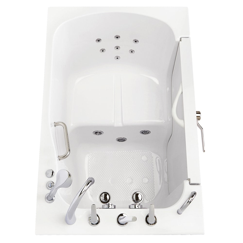 Baignoire balnéo à accès facile XXXL de 4 pi 7 po avec drain à gauche et robinet à remplissage rapide en blanc
