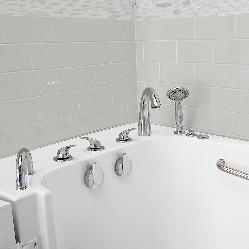 Baignoire balnéo à accès facile XXXL de 4 pi 7 po avec drain à gauche et robinet à remplissage rapide en blanc