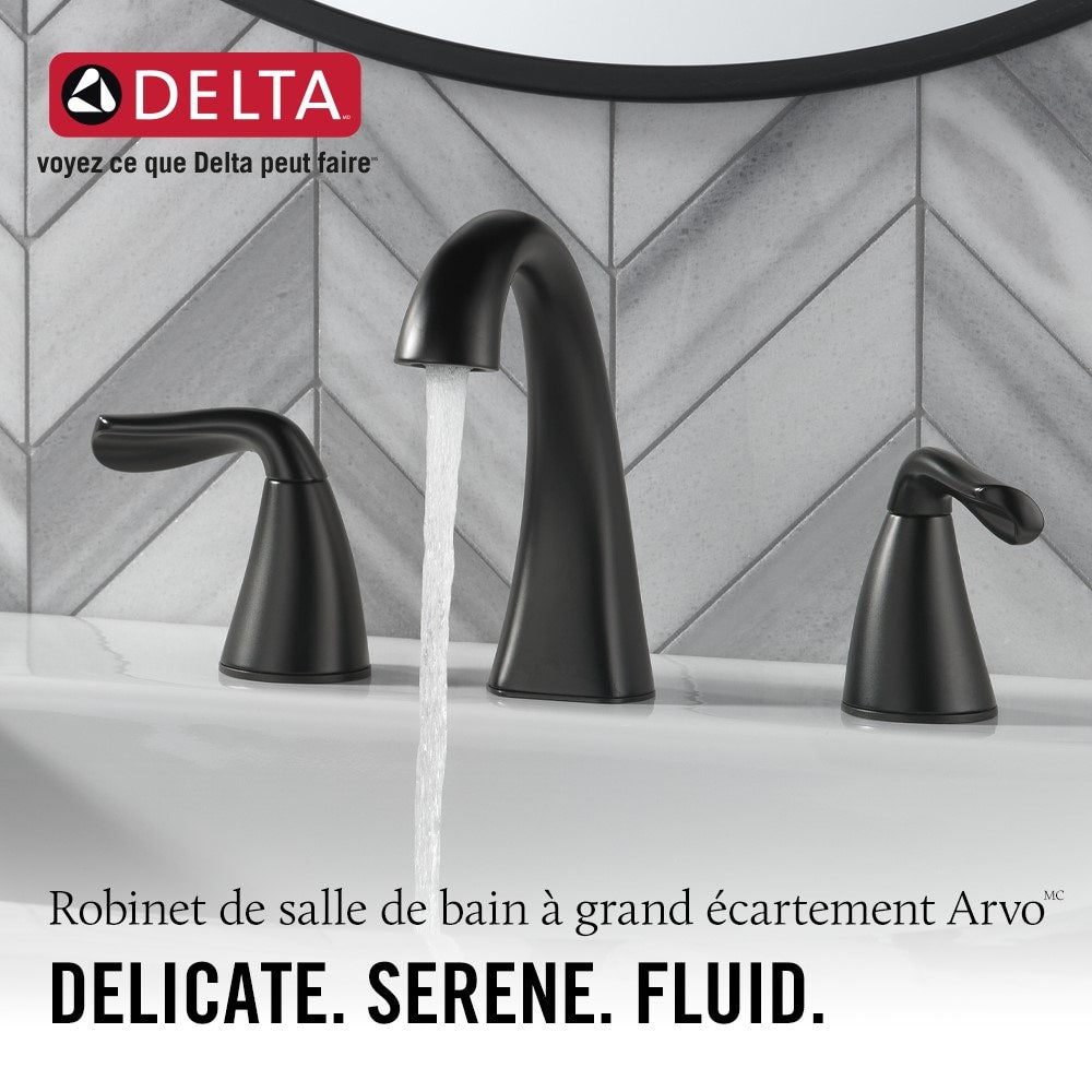 Robinet de lavabo de salle de bain à 2 poignées de 8 po Arvo en noir mat