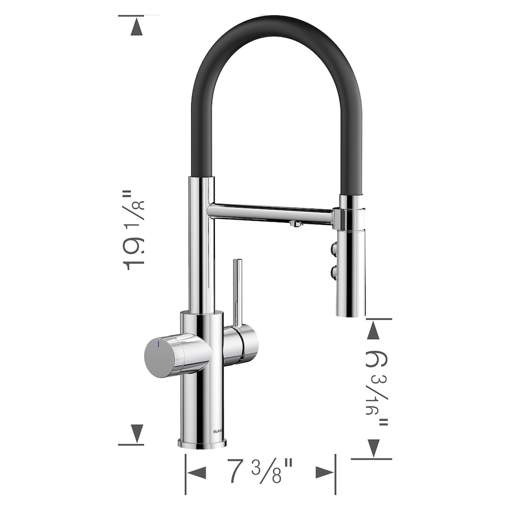 Robinet de cuisine à double jet rétractable Catris Flexo compatible avec filtre en chrome