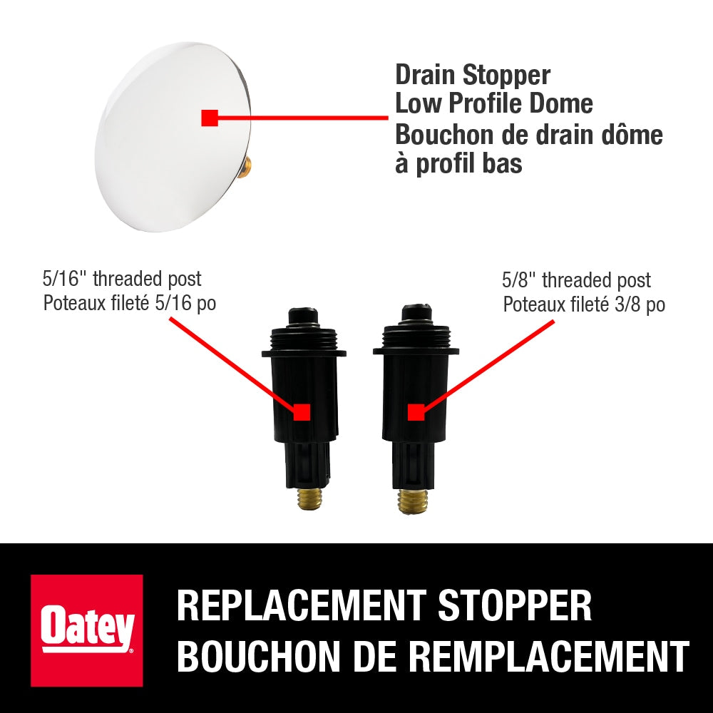 Bouchon de remplacement chromé pour déchets et trop-plein de salle de bain
