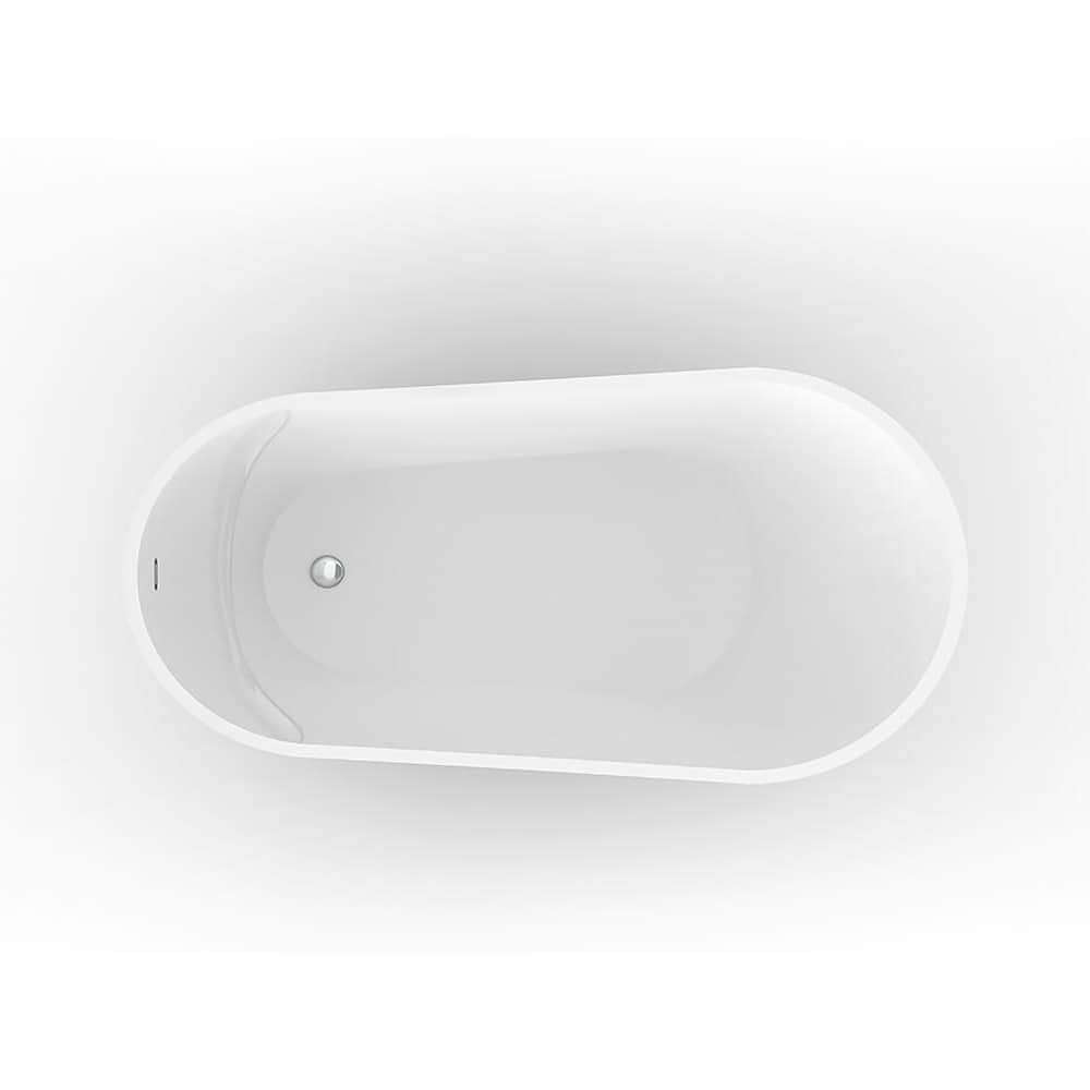 Baignoire autoportante ovale en acrylique Lorie de 67 po x 32 po avec drain à gauche en blanc