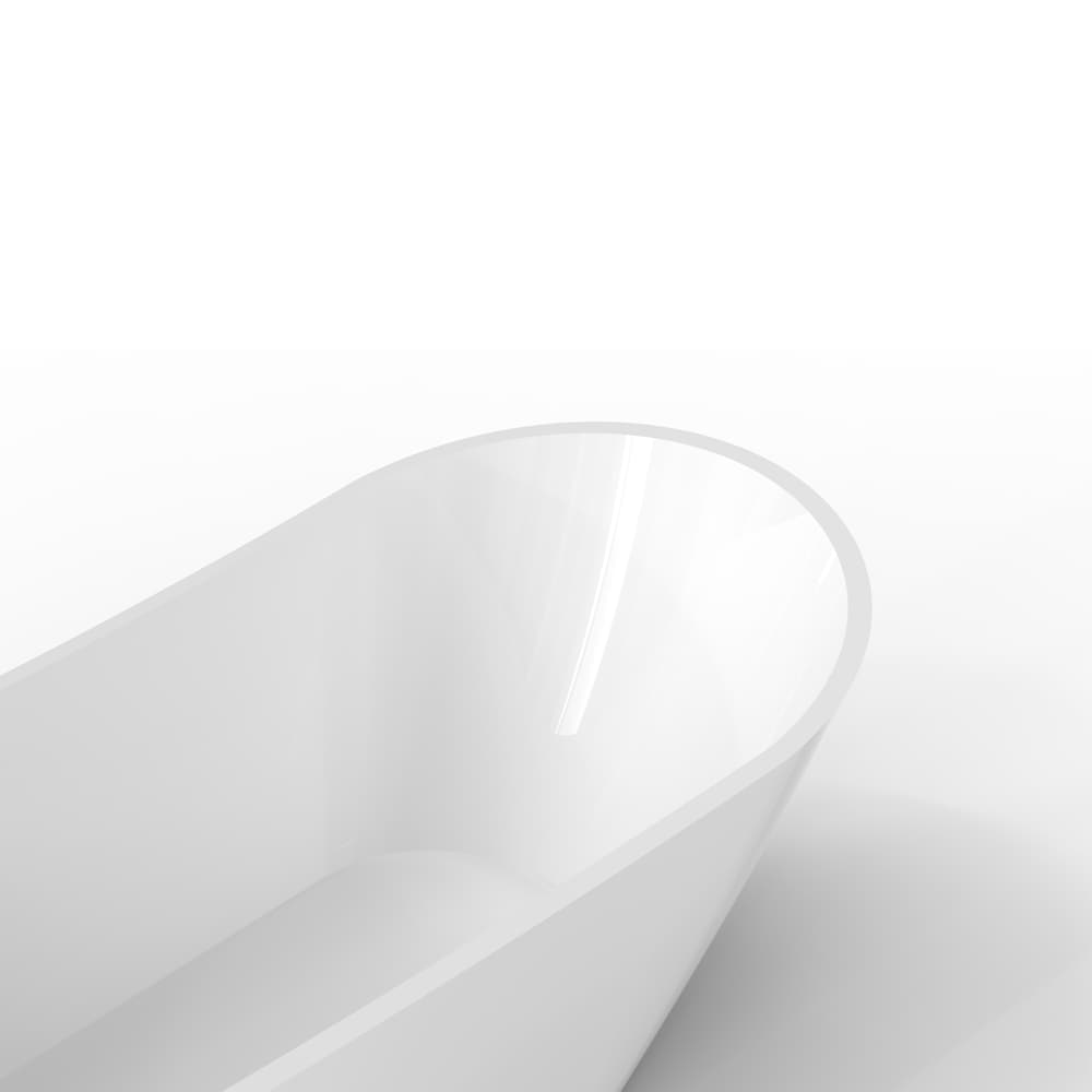 Baignoire autoportante ovale en acrylique Lorie de 67 po x 32 po avec drain à gauche en blanc