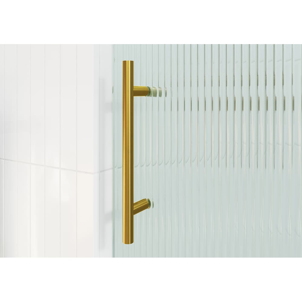 Porte de baignoire coulissante de 56 po à 60 po de largeur x 60 po de hauteur en laiton satiné avec verre cannelé - Côté droit