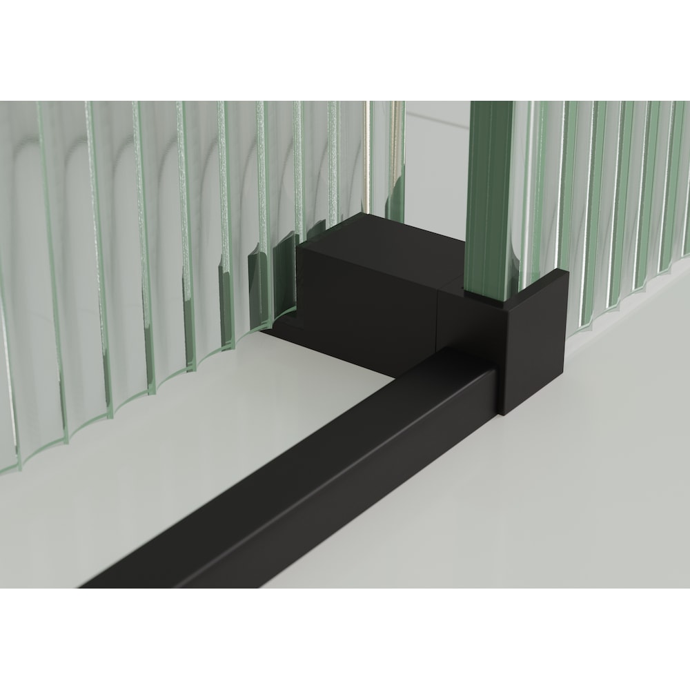 Porte de baignoire coulissante de 56 à 60 pouces de largeur x 60 pouces de hauteur en noir mat avec verre cannelé - Côté droit