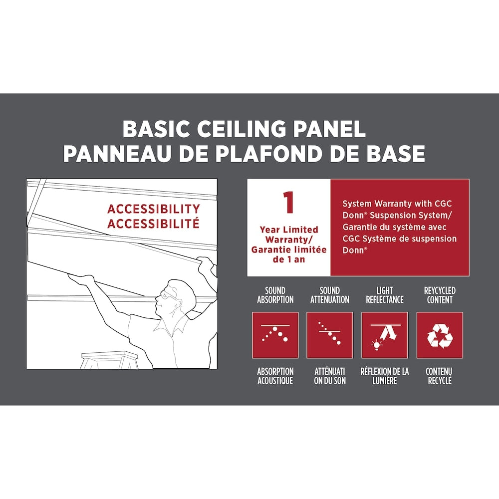 Dalle de plafond à poser Radar 2315 Firecode de 2 pi x 4 pi (vendue à la caisse - paquet de 8)