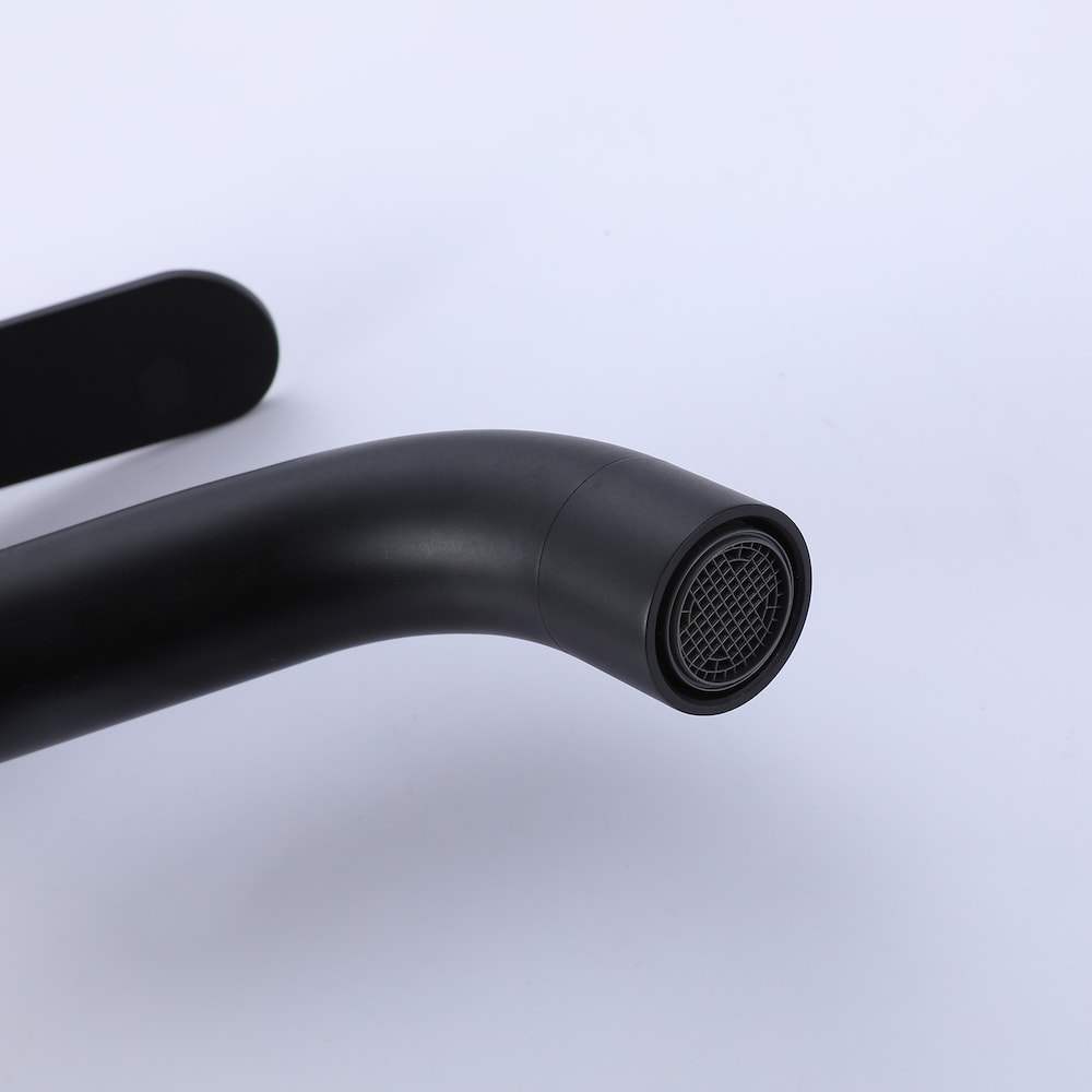 Robinet de salle de bain monotrou à poignée unique en noir mat