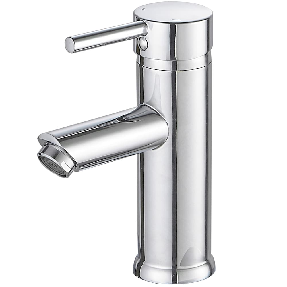 Robinet de salle de bain à poignée unique et trou unique avec bonde escamotable en chrome poli