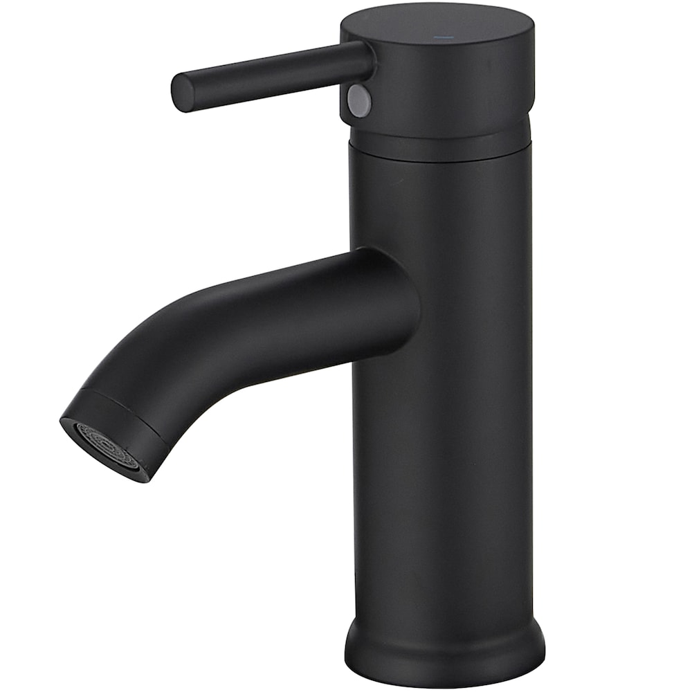 Robinet de salle de bain à poignée unique et trou unique avec bonde escamotable en noir mat